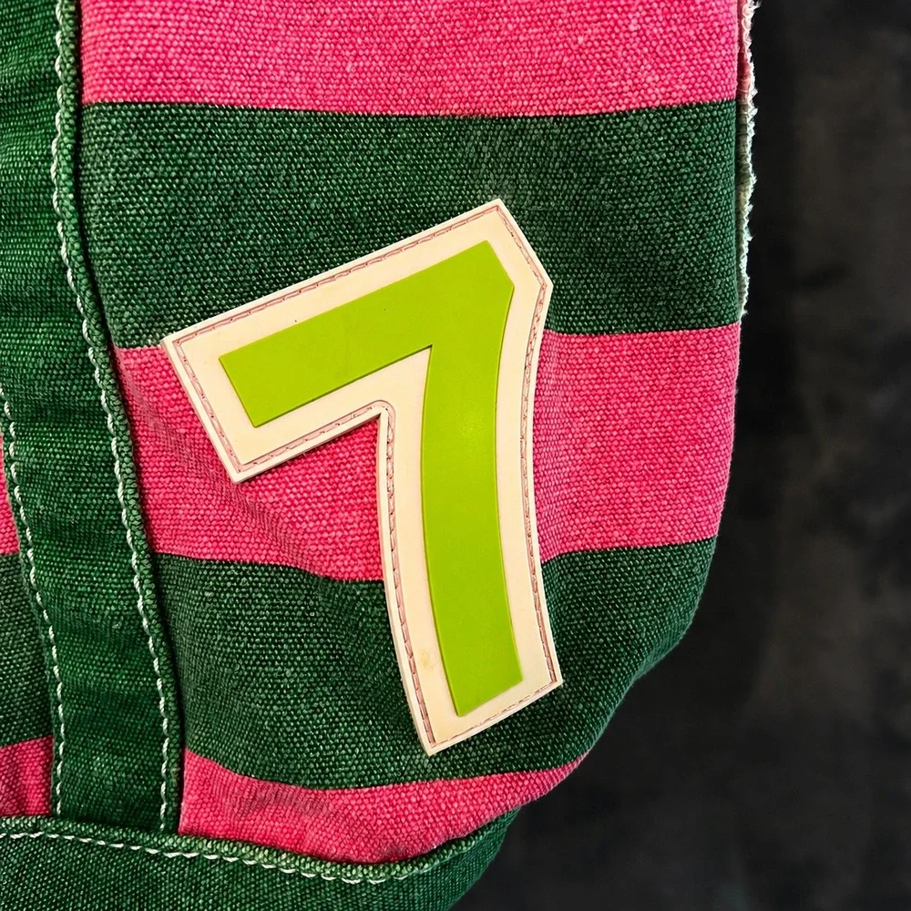 goldie womens tote bag limited edition 7 striped canvas pink green beach large